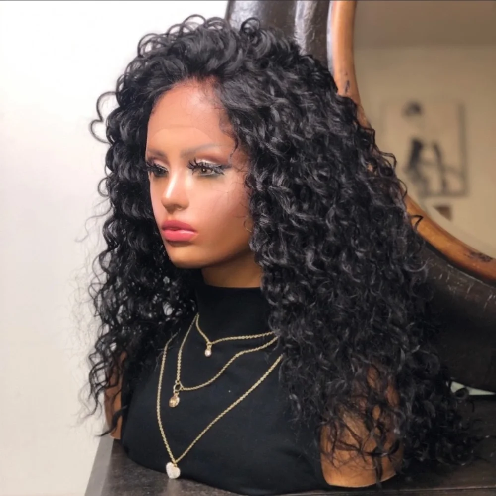 ASIA| BLACK LONG 13 X 4 CURLY LACE FRONT WIG - Picture 2 of 4